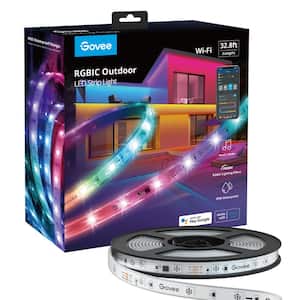 RGBIC 36-Watt Equivalent 32.8 ft. Integrated LED Smart Color Changing Outdoor Black Wi-Fi Enabled Strip Light (1-Strip)