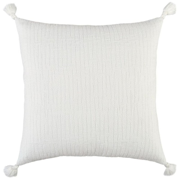 HomeRoots White Solid Polyester 20 in. x 20 in. Throw Pillow