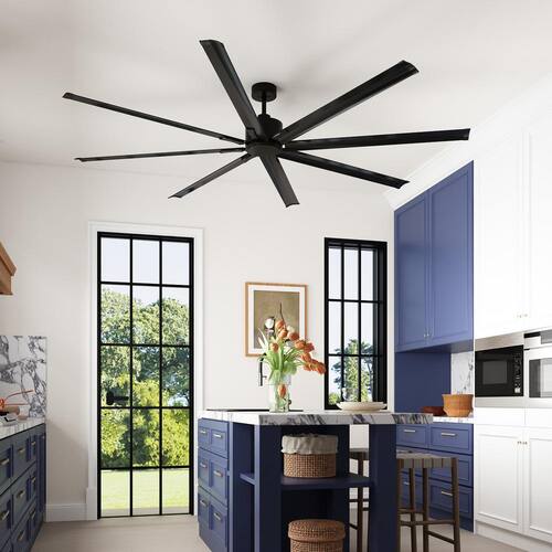 96 in. Indoor/Outdoor Use Black 8-Aluminium Blades Propeller Ceiling Fan with Remote Control,DC Motor,6-Speed Adjustable FUFU&GAGA Ceiling Fans Without Lights