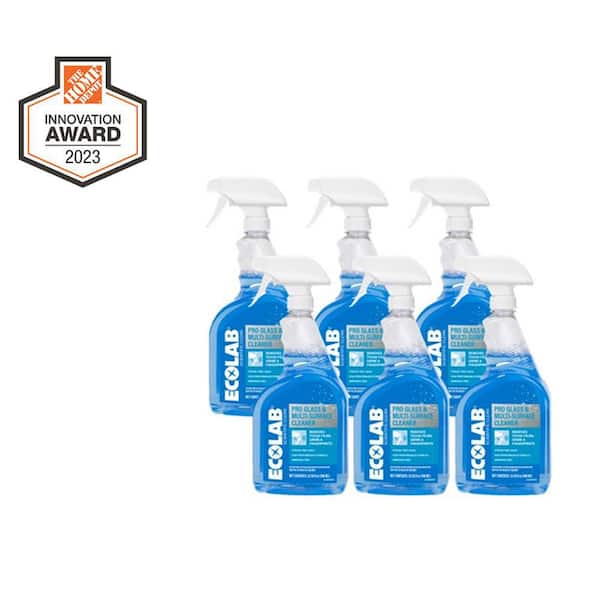 ECOLAB 32 oz. Ammonia-Free Pro Glass Cleaner and Multi-Surface Cleaner Spray Bottle for Windows and Mirrors (6-Pack)