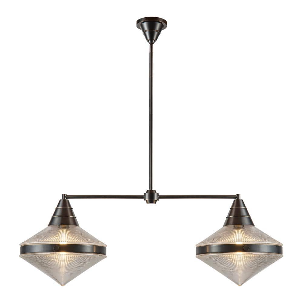 Willard Urban Bronze Prismatic Glass Linear Island Pendant