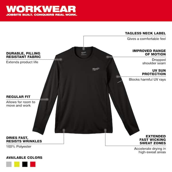 Milwaukee Men's X-Large Black and Red WORKSKIN Light Weight