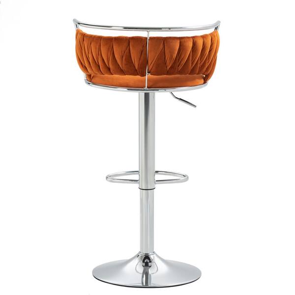 Uixe 38.7 in. Swivel Adjustable Height Low Back Silver Metal