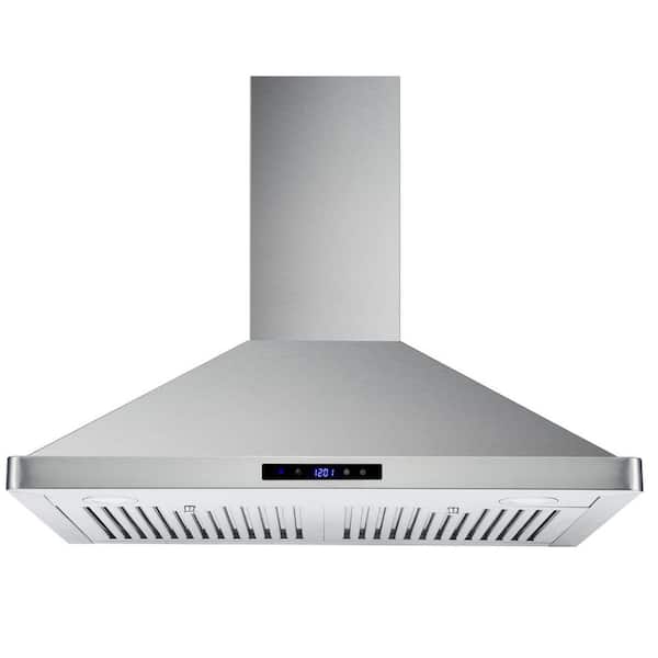 Elexnux 30 in. Ducted Range Hood 700CFM Wall Mount Stainless Steel Touch Control 3-speed Stove Vent with Light-Silver
