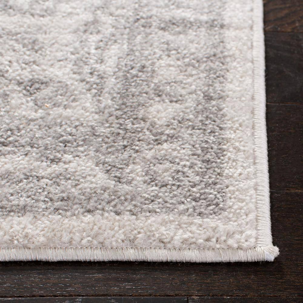 Ivory and Silver Distressed Oriental Runner Rug 2'6" x 8'