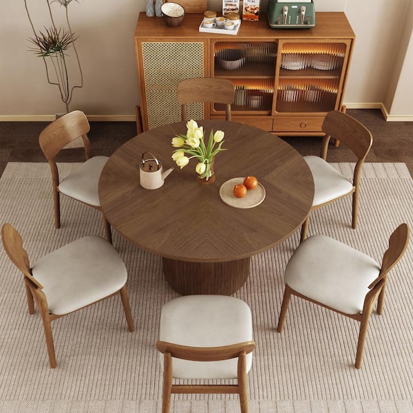 ROUNDISH DINING TABLE 2000 ウォルナット ATHMILE Walnut Wood 47.24 in. Pedestal Dining Table Seats 4