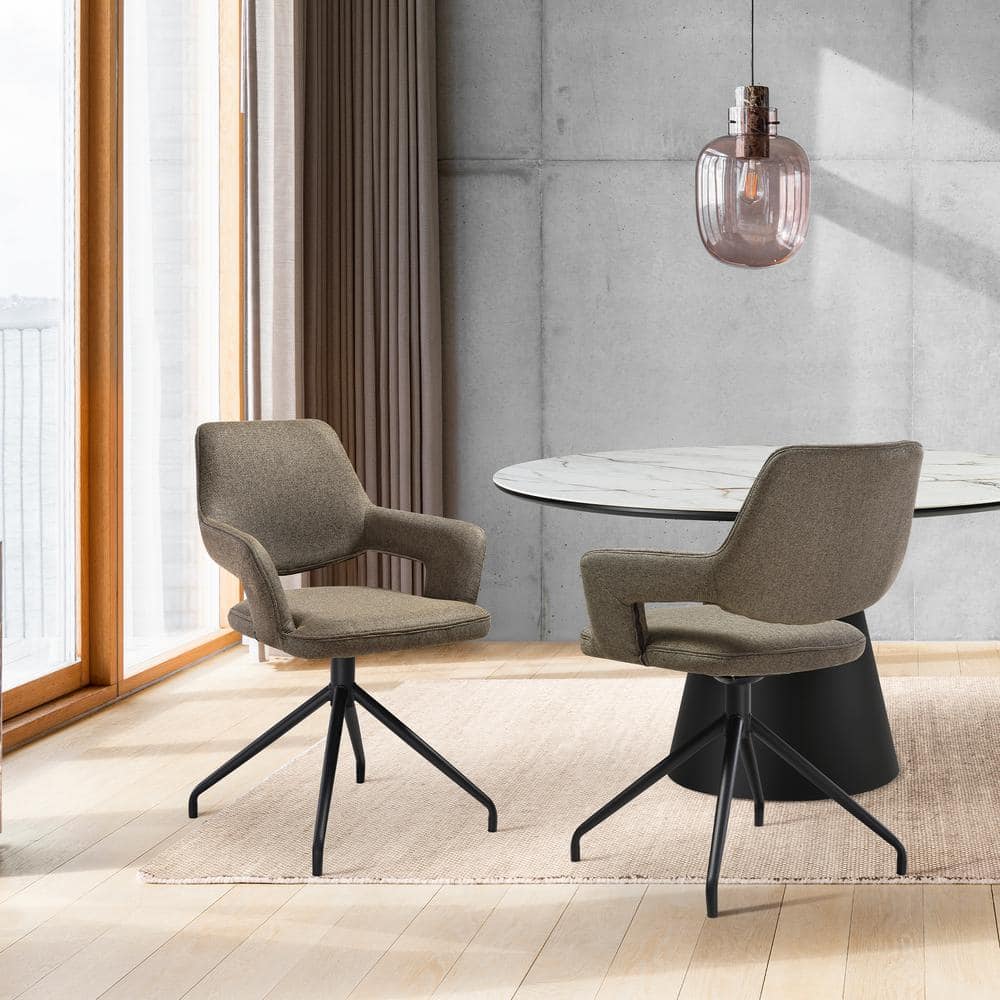 Penny Coffee Fabric Swivel Dining Chair Set of 2