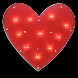 14.25 in. Lighted Red Heart Valentine's Day Window Silhouette Decoration