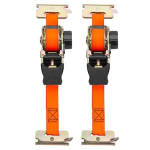 6 ft. Orange Retractable Ratchet Tie Down Strap for E-Track and X-Track, 500 lb. Safe Work Load - 2 pack