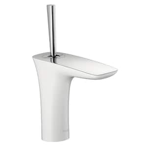 Puravida Single Hole Single-Handle Mid Arc Bathroom Faucet in White/Chrome