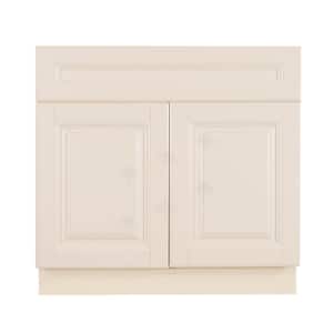 Oxford Creamy White Plywood Raised Panel Stock Assembled Base Kitchen Cabinet (24 in. W x 34.5 in. H x 24 in. D)