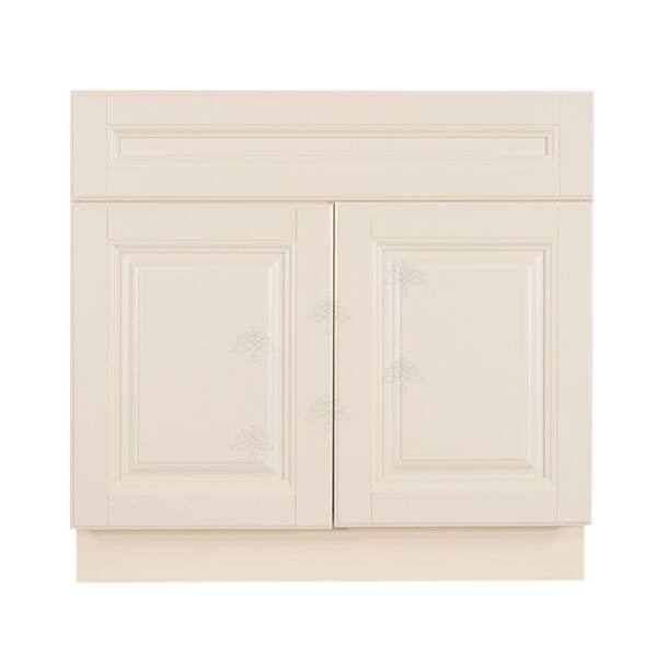 LIFEART CABINETRY Oxford Assembled 9 in. x 34.5 in. x 24 in. Base Cabinet with 1 Raised-Panel Door and 1 Drawer in Creamy White