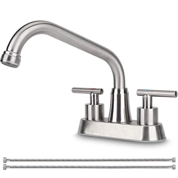 Wudkey 6.69 in. H x 7.68 in. W x 7.48 in. D Utility Laundry Sink Faucet with 3/4 in. NPT Threaded End and 2 Lever Handles