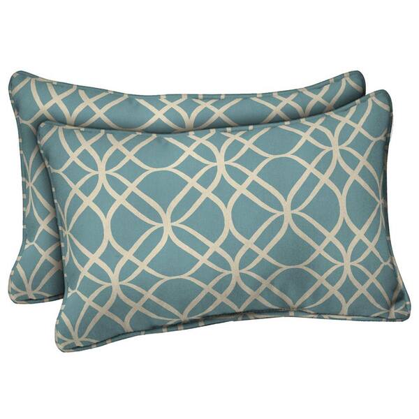 Hampton Bay Turquoise Sandollar Outdoor Lumbar Pillow (2-Pack)