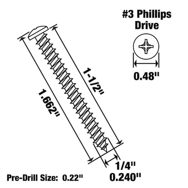 100 PCS #4x1/2 Black Stainless Steel Wood Screws - Phillips Flat Head 18-8 (304) Grade