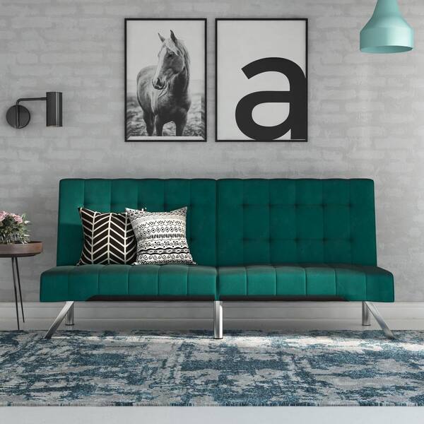 DHP Eva Green Velvet Upholstered Futon