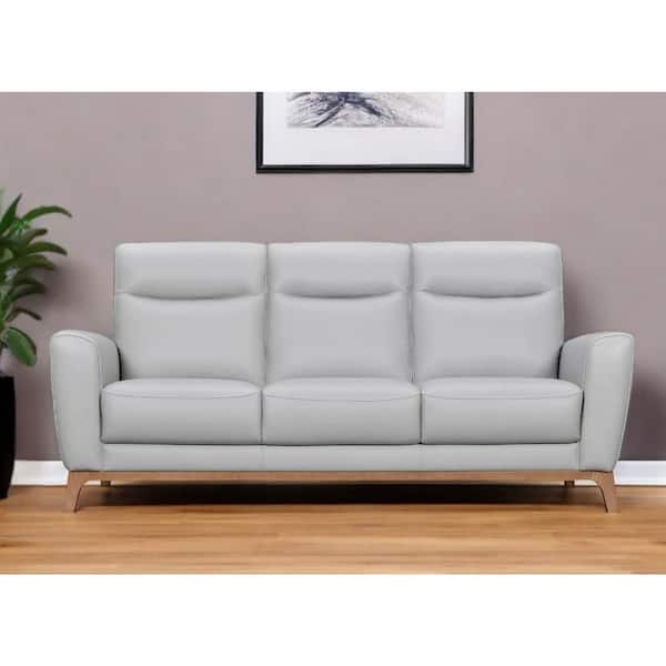 83.00 in. Square Arm Leather Rectangle Sofa Brown