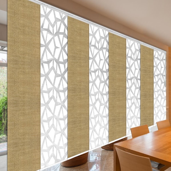 EMOH Desert Snow 130 in. - 175 in. W x 94 in. L Adjustable 8- Panel White Double Rail Panel Track with 23.5 in. Slates