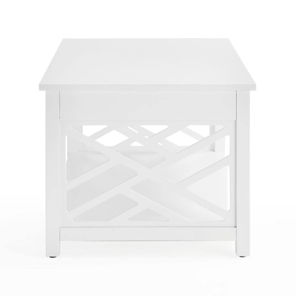 White Pine Rectangular Coffee Table with Lattice Storage