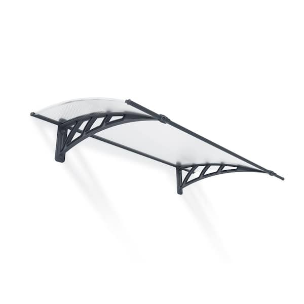Neo 3 ft. x 4.5 ft. Gray/Diffused Door and Window Awning