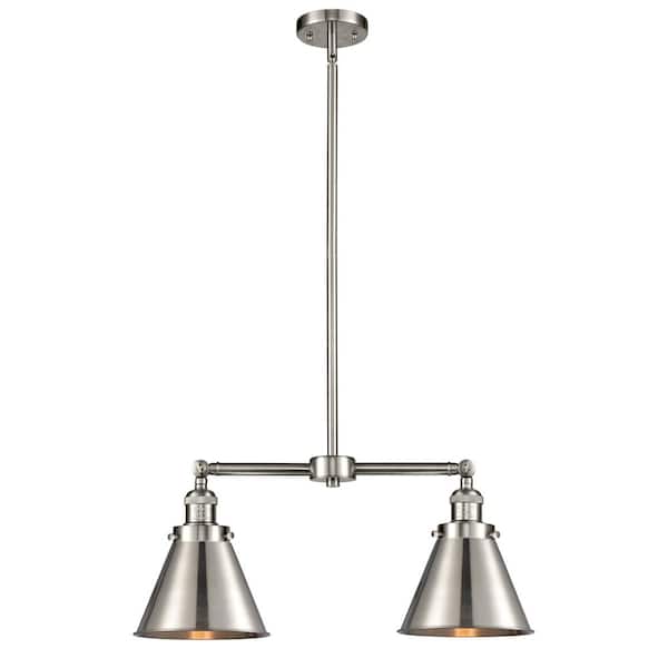 Innovations Appalachian 2-Light Brushed Satin Nickel Island Pendant Light with Brushed Satin Nickel Metal Shade