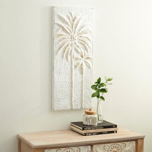 Metal Gold Relief Palm Tree Wall Decor with Gold Detailing