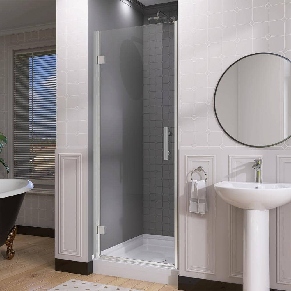Chrome Frameless Pivot Shower Door with Clear Glass