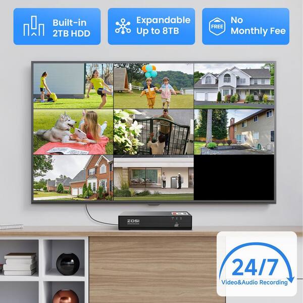 ZOSI 4K 8MP 8-Channel Poe NVR Smart Home Security Camera System