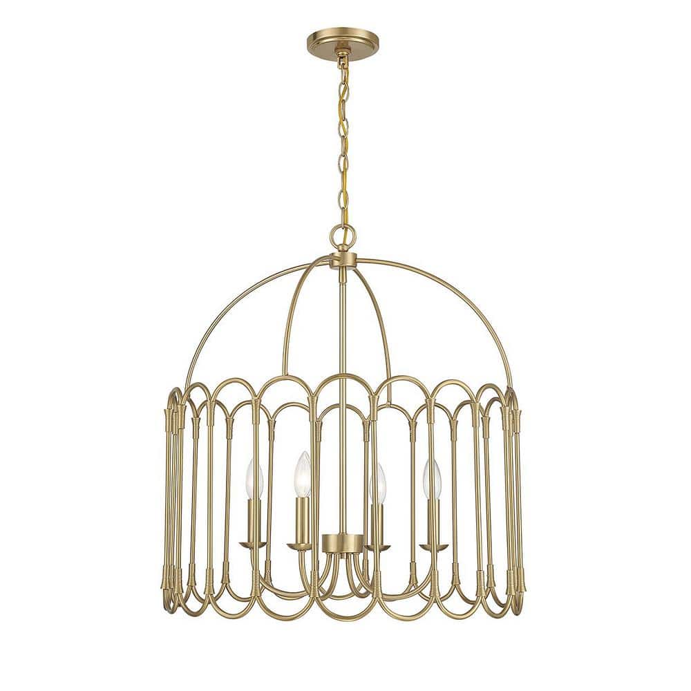 Savoy Meridian Contemporary 4-Light Drum Pendant in Polished Nickel