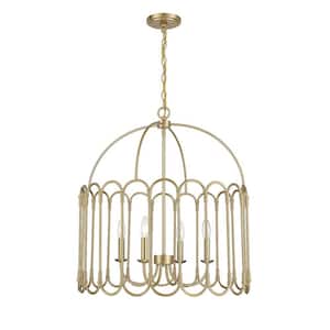 24 in. W x 26 in. H 4-Light Natural Brass Statement Pendant Light