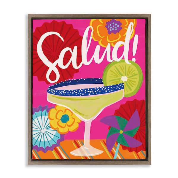 Stupell Industries Salud Margarita Drink by Deborah Curiel Brown Floater Frame Food Graphic Art Print 31 in. x 25 in.