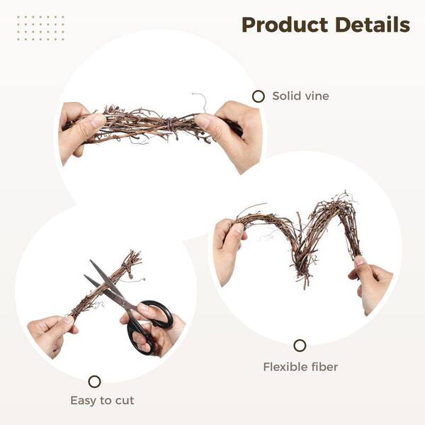 9.84 in. 2 Piece Natural Grapevine Twig Vines Flexible DIY Craft