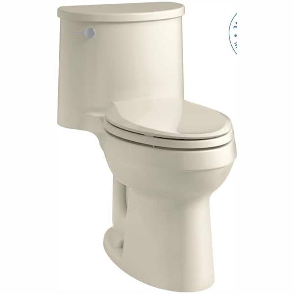 KOHLER Adair Comfort Height 1-piece 1.28 GPF Single Flush Elongated Toilet with AquaPiston Flush Technology in Almond