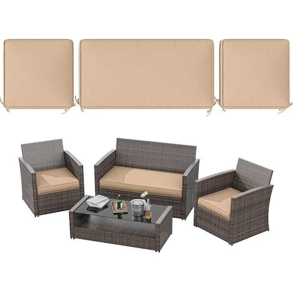 36 in. x 18 in. (3-Piece) Outdoor Patio Replacement Seat Cushions Fit for Loveseat Lounge Chair Furniture Sand