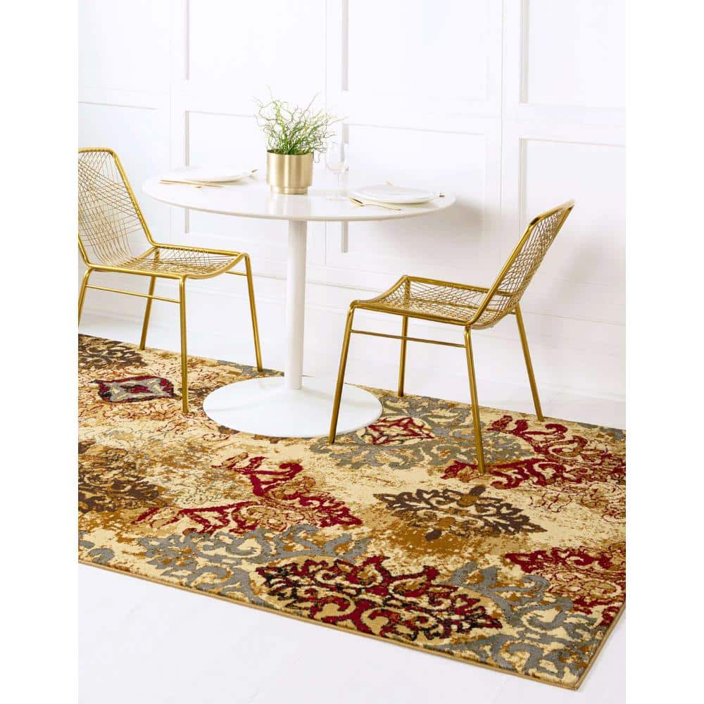 Braided Geometric Blue and Beige 5' x 8' Synthetic Indoor Rug