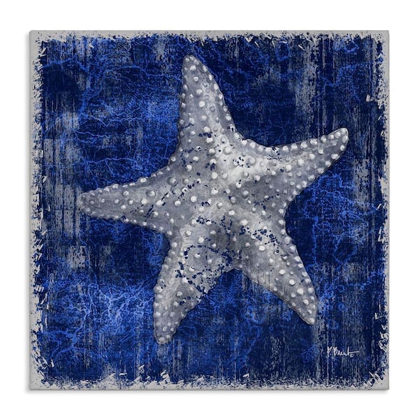 Rustic Indigo Starfish by Paul Brent Unframed Coastal Graphic Art Print 17 in. x 17 in.
