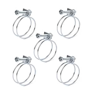 1-1/2 in. Double Wire Adjustable Carbon Steel Hose Clamp for Pool Hose, Pipe, Worm Gear, Dust Collection System (5-Pack)