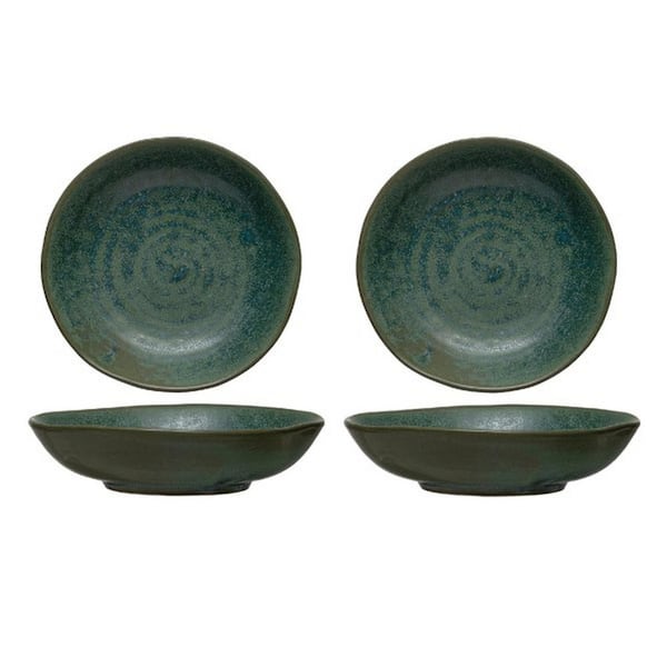 3R studios 7.12 in. 16.9 fl.oz Green Stoneware Serving Bowl in Reactive Glaze (Set of 4)