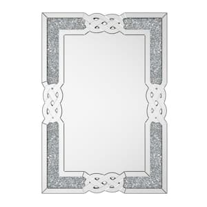 40 in. W x 28 in. H Large Rectangular Crushed Diamond Framed Art Decor Mirror Anti-Rust Wall Bathroom Vanity Mirror
