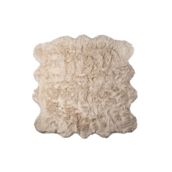 Luxe Faux Fur Gordon Taupe 6'x6' OctoFaux SheepskinArea Rug