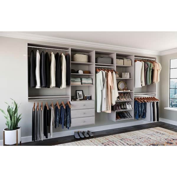 120 in. W - 144 in. W Rustic Grey Wood Classic Closet System