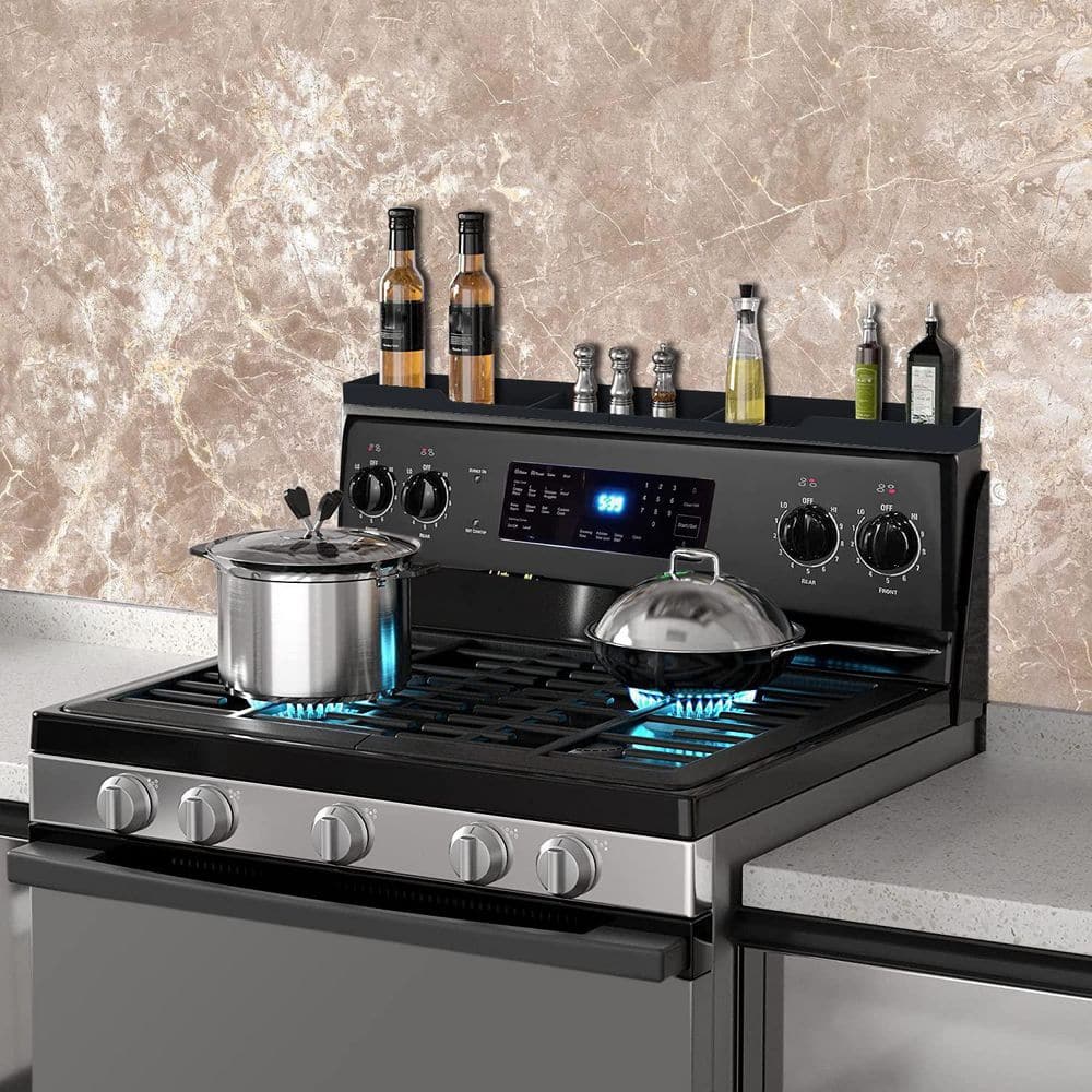 Wudkey 30 Inch Black Stove Top Shelf, Silicone Magnetic Shelf for Stove ...