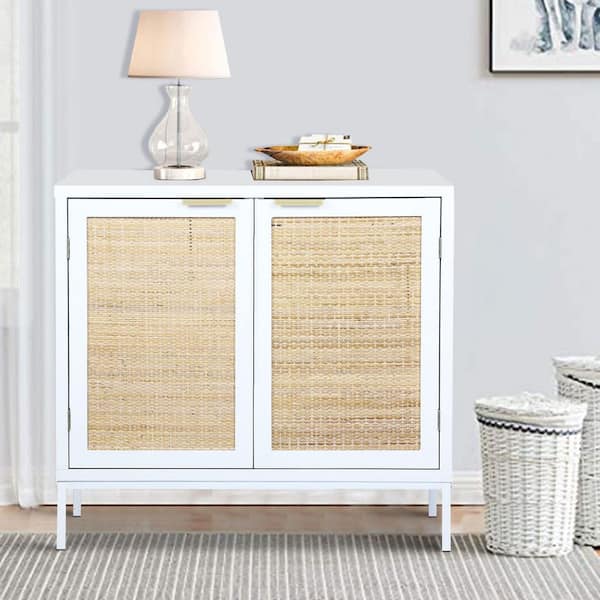 White and cane cabinet discount