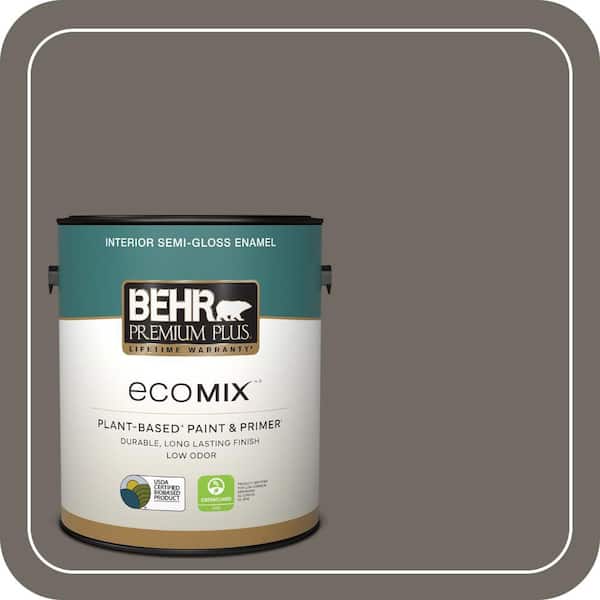 1 gal. #PPU24-04 Burnished Pewter Semi-Gloss Enamel EcoMix Plant-Based Interior Paint & Primer