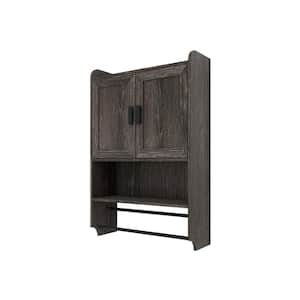 21.65 in. W x 7.48 in. D x 32.48 in. H Bathroom Storage Wall Cabinet with Adjustable Shelf, Towel Bar in Gray