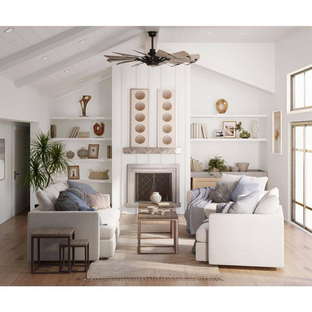 60-Inch Matte Black Windmill Ceiling Fan with Remote