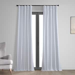 White Vintage Thermal Cross Linen Weave Blackout Rod Pocket Curtain - 50 in. W x 108 in. L (1 Panel)