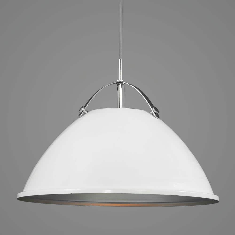 White and Brushed Nickel 20" Dome Pendant Light
