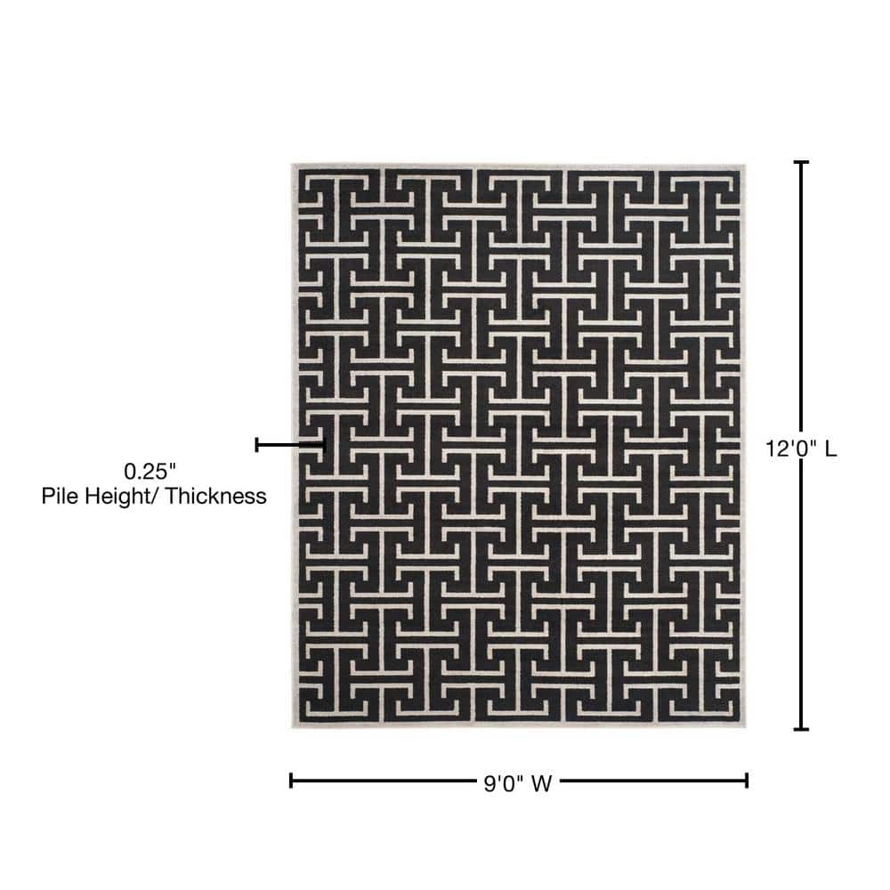 Gray and Anthracite 9' x 12' Reversible Synthetic Area Rug