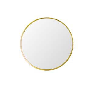 31.5 in. W x 31.5 in. H Large Round Framed Wall Mounted Bathroom Vanity Mirror Gold